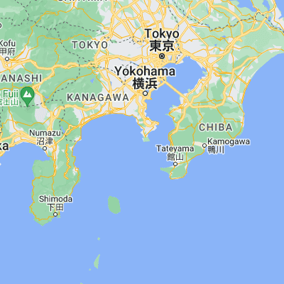Map showing location of Miura (35.140000, 139.619170)