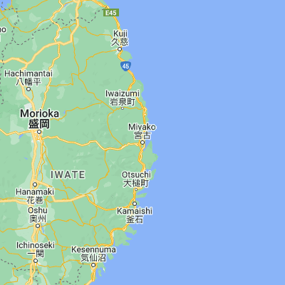 Map showing location of Miyako (39.636670, 141.952500)