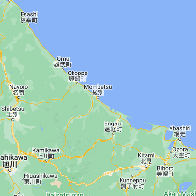 Map showing location of Mombetsu (44.352500, 143.352500)