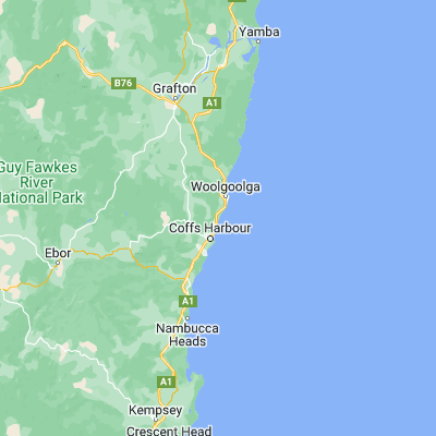 Map showing location of Moonee Beach (-30.205750, 153.152930)