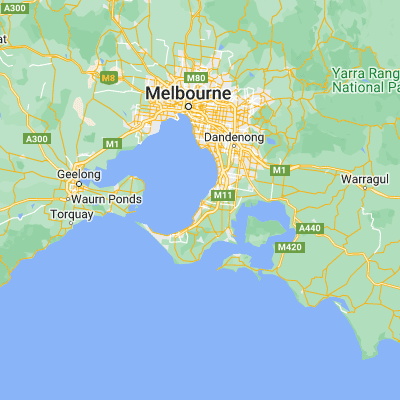 Map showing location of Mornington (-38.216670, 145.033330)