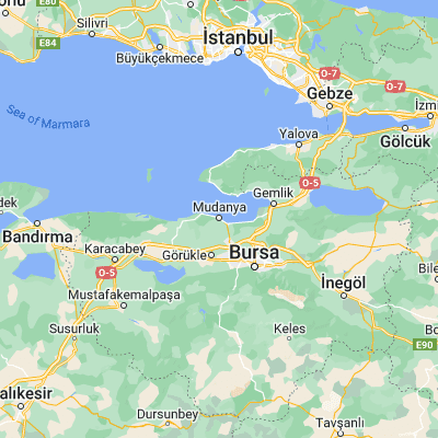 Map showing location of Mudanya (40.375280, 28.882220)