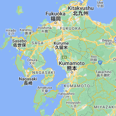 Map showing location of Ōmuta (33.033330, 130.450000)