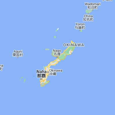 Map showing location of Nago (26.588060, 127.976110)