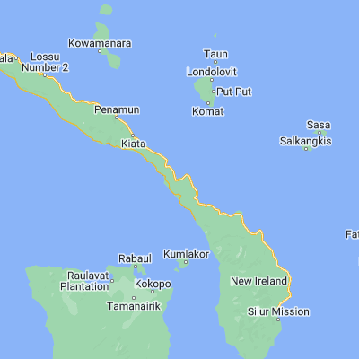 Map showing location of Namatanai (-3.666670, 152.433330)