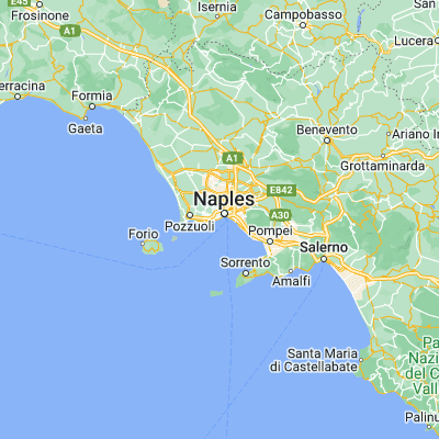 Map showing location of Naples (40.833330, 14.250000)