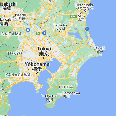 Map showing location of Narashino (35.683330, 140.033330)