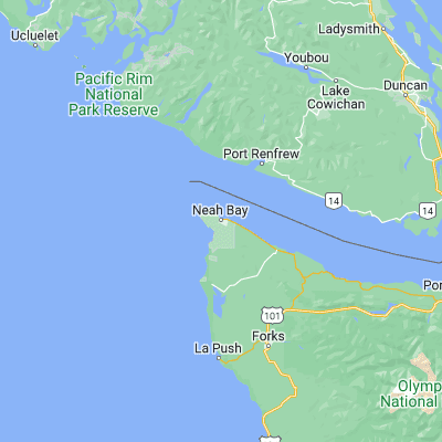 Map showing location of Neah Bay (48.368120, -124.624960)
