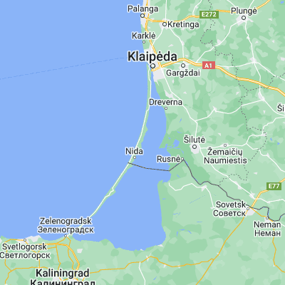 Map showing location of Neringa (55.371940, 21.064720)