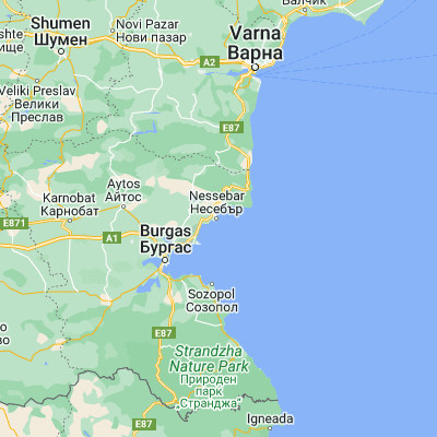 Map showing location of Nesebar (42.659210, 27.736020)