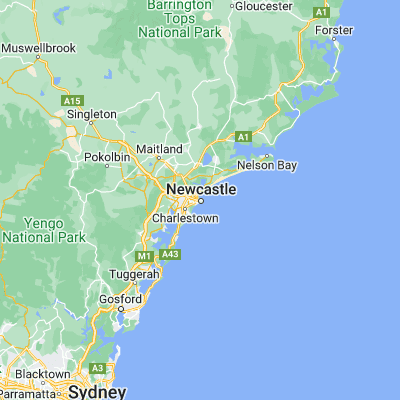 Map showing location of Newcastle (-32.927150, 151.776470)