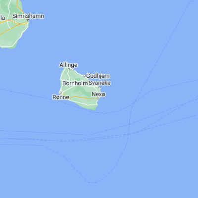 Map showing location of Nexø (55.060670, 15.130580)