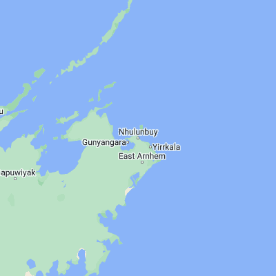 Map showing location of Nhulunbuy (-12.186520, 136.782010)