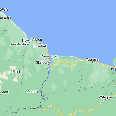 Map showing location of Nieuw Nickerie (5.950000, -56.983330)