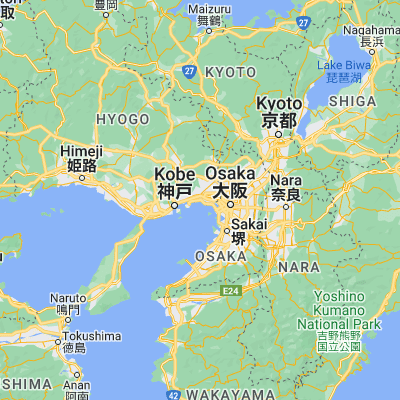 Map showing location of Nishinomiya (34.716670, 135.333330)