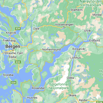 Map showing location of Norheimsund (60.370890, 6.145620)