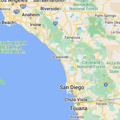 Map showing location of Oceanside (33.195870, -117.379480)