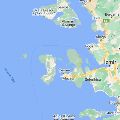Map showing location of Oinoússes (38.514580, 26.222410)