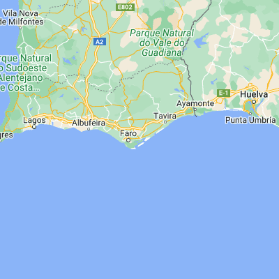 Map showing location of Olhão (37.028600, -7.841100)