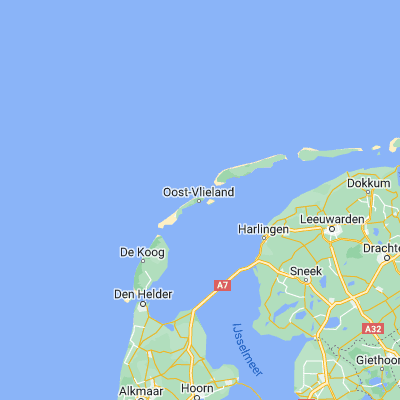 Map showing location of Oost-Vlieland (53.297030, 5.074310)
