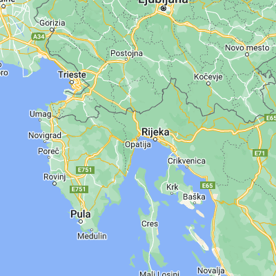Map showing location of Opatija (45.339170, 14.308330)