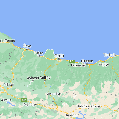 Map showing location of Ordu (40.984720, 37.878890)