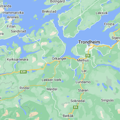 Map showing location of Orkanger (63.312230, 9.853520)