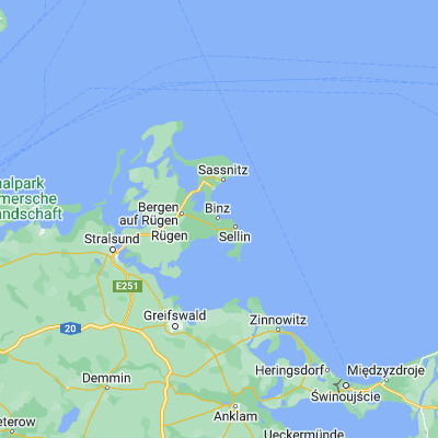 Map showing location of Ostseebad Binz (54.399950, 13.610520)