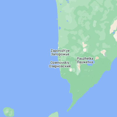 Map showing location of Ozernovskiy (51.496040, 156.501020)