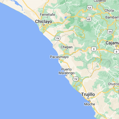 Map showing location of Pacasmayo (-7.400560, -79.571390)