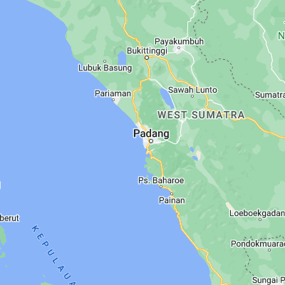 Map showing location of Padang (-0.949240, 100.354270)