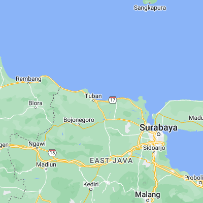 Map showing location of Palang Utara (-6.902500, 112.140000)