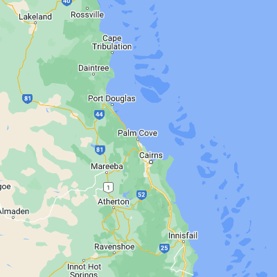 Map showing location of Palm Cove (-16.750000, 145.666670)