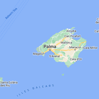Map showing location of Palma de Mallorca (39.569390, 2.650240)