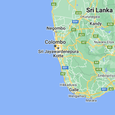 Map showing location of Panadura (6.713200, 79.902600)