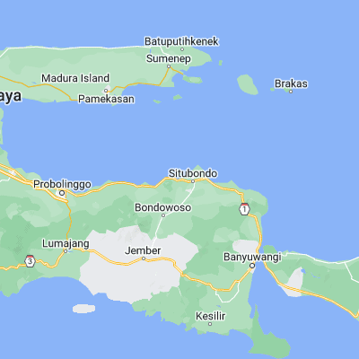 Map showing location of Panarukan (-7.701810, 113.918440)