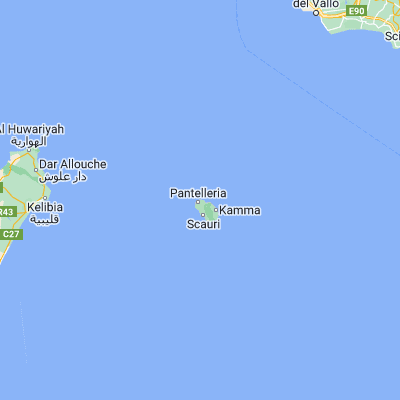 Map showing location of Pantelleria (36.833330, 11.950000)