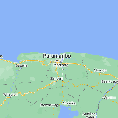 Map showing location of Paramaribo (5.866380, -55.166820)