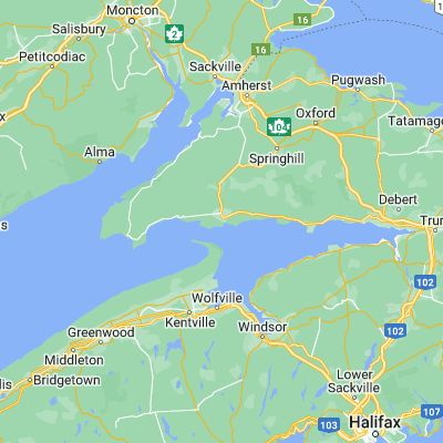 Map showing location of Parrsboro (45.400150, -64.332050)