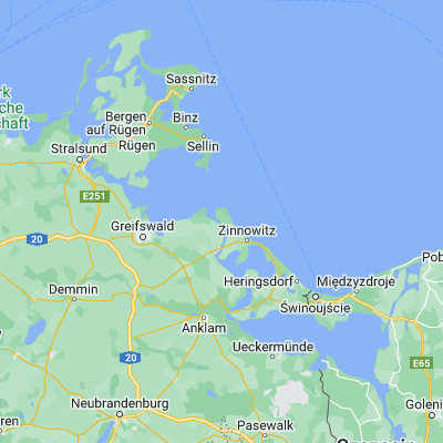 Map showing location of Peenemünde (54.133330, 13.783330)