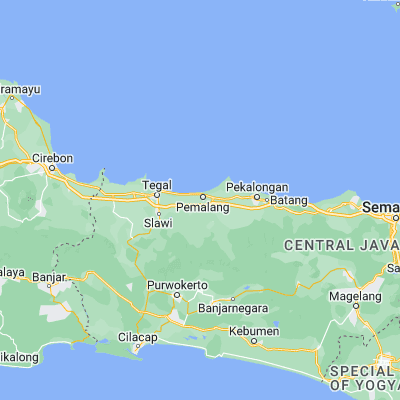 Map showing location of Pemalang (-6.900000, 109.366670)