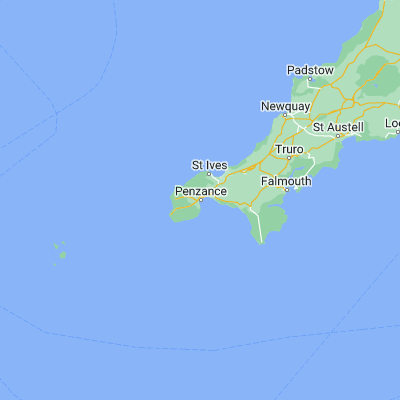 Map showing location of Penzance (50.118610, -5.537150)