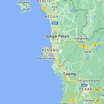 Map showing location of Perai (5.383330, 100.383330)