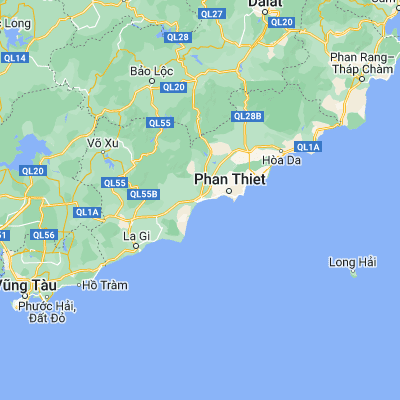 Map showing location of Phan Thiết (10.933330, 108.100000)