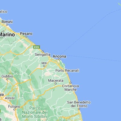 Map showing location of Pietra la Croce (43.602240, 13.538870)