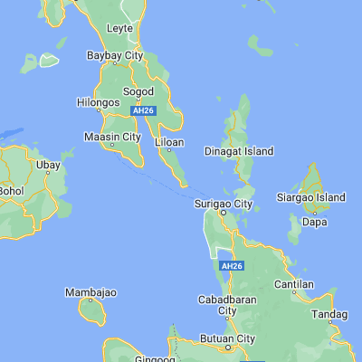 Map showing location of Pintuyan (9.944100, 125.249400)