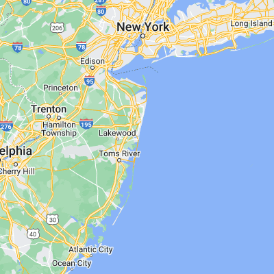 Map showing location of Point Pleasant Beach (40.091230, -74.047910)