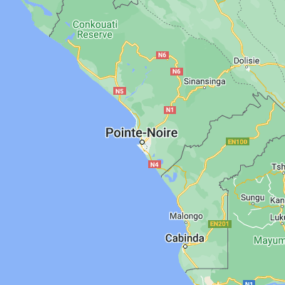Map showing location of Pointe-Noire (-4.776090, 11.863520)
