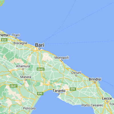 Map showing location of Polignano a Mare (40.995930, 17.215890)