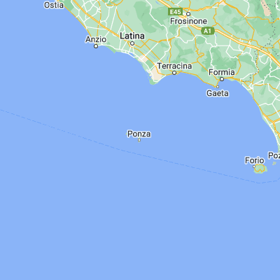 Map showing location of Ponza (40.893800, 12.962500)